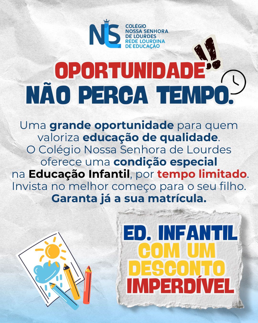 Matrículas Abertas com desconto especial na Educação Infantil